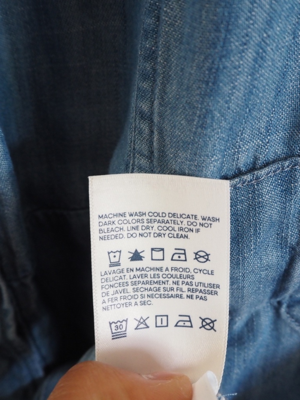 Lands' End Blue Lyocell Denim Short Sleeve Work Dress Tie Front Pockets Size S - Picture 9 of 9